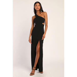 NWT-Lulus Show-stopping Style Black One-shoulder Cutout Maxi Dress - Size S